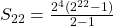 S_{22}=\frac{2^4(2^{22}-1)}{2-1}