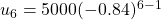 u_{6}=5000(-0.84)^{6-1}