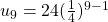 u_{9}=24(\frac{1}{4})^{9-1}