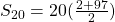 S_{20} = 20(\frac{2+97}{2})