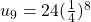 u_{9}=24(\frac{1}{4})^{8}